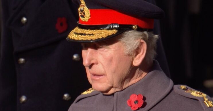 King Charles III during the Remembrance Service at the Cenotaph