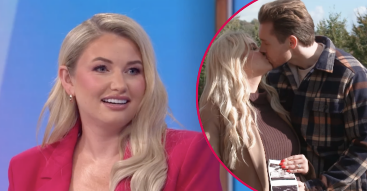 Amy Hart smiling and with her baby scan