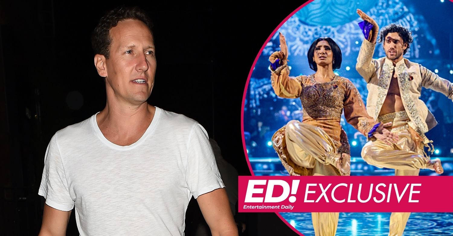 Brendan Cole looking in front / Balvinder and Julian dancing