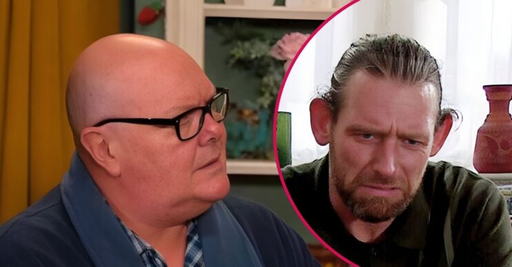 Paddy and Kev both look upset in Emmerdale split pic (Credit: ITV/Comp ED!)