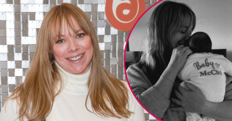 Liz McClarnon and her baby boy