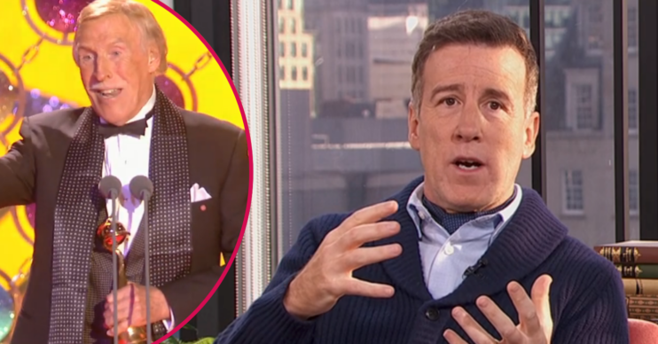 Anton Du Beke looking sad on Morning Live ad Bruce Forsyth inset