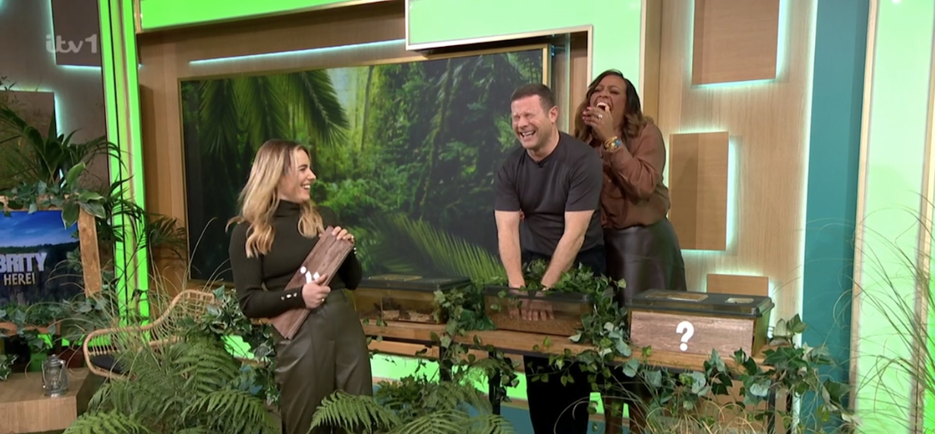 Alison Hammond hiding behind Dermot O'Leary on This Morning