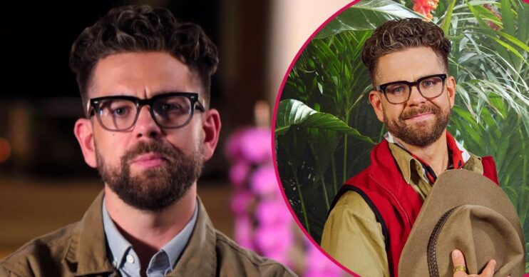 Jack Osbourne looking serious in an I'm A Celebrity promo picture / Jack in his I'm A Celeb outfit