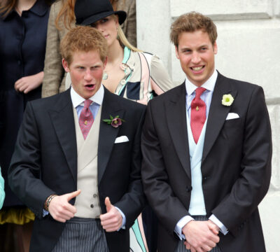 Prince Harry and William during Charles and Camilla's wedding day