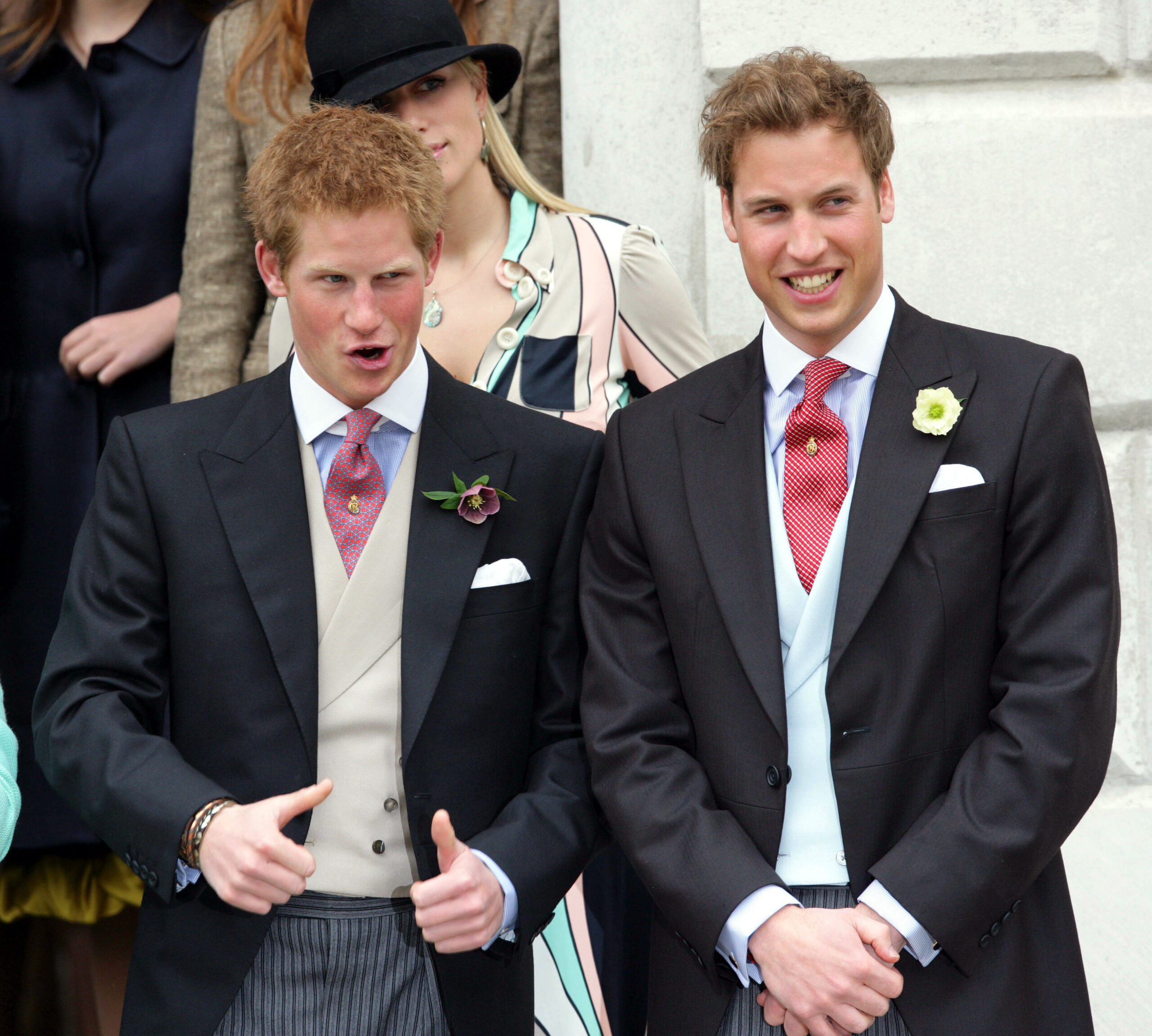 Prince Harry and William during Charles and Camilla's wedding day
