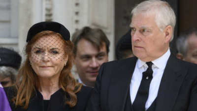Andrew Mountbatten-Windsor and Sarah Ferguson at Duchess of Kent's funeral