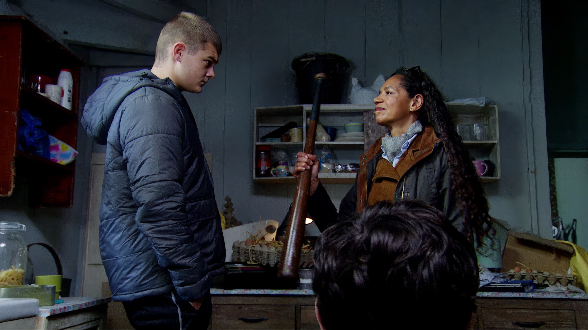 Celia gives Dylan a bat in Emmerdale