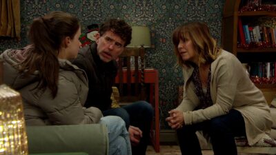April tells Marlon and Rhona everything