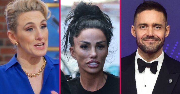 Grace Dent, Katie Price, and Spencer Matthews looking in front