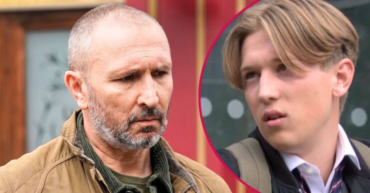 Ross looks unhappy in EastEnders; inset, Joel sneers (Credit: BBC/Composite: ED!)