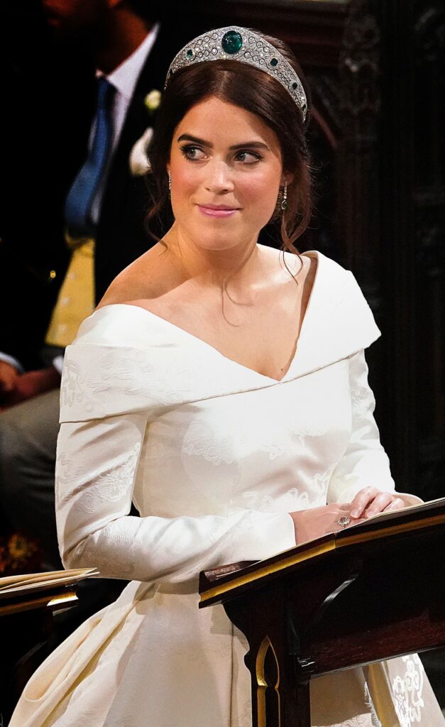 Princess Eugenie wearing a diamond tiara on her wedding day