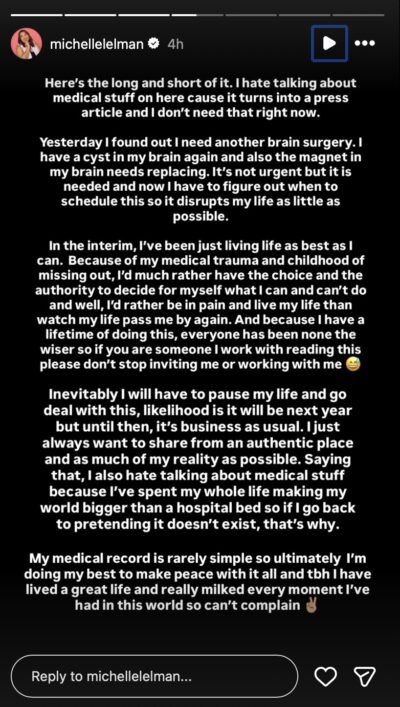 Michelle Elman Instagram Story