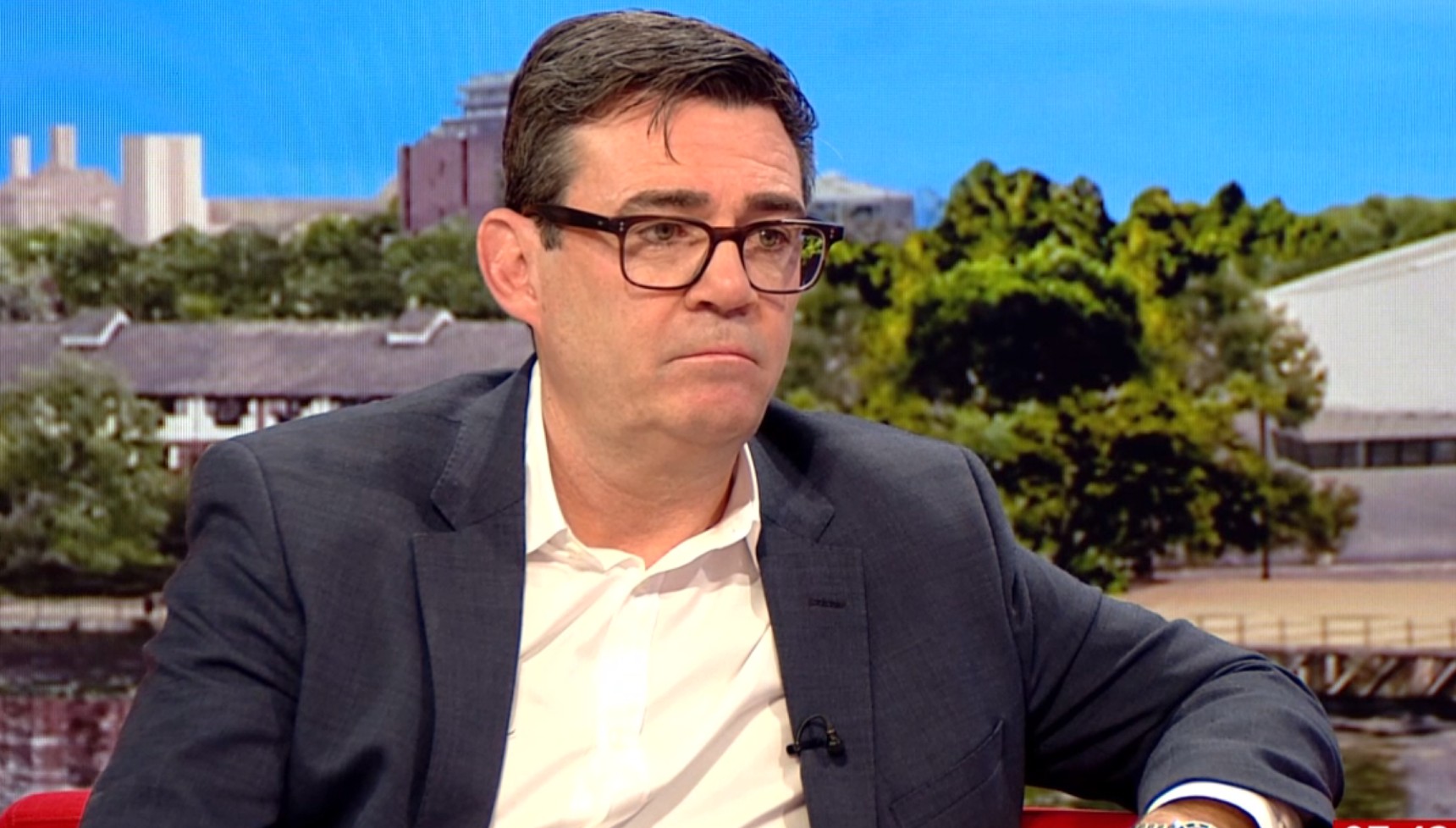 Andy Burnham sitting on the BBC Breakfast couch