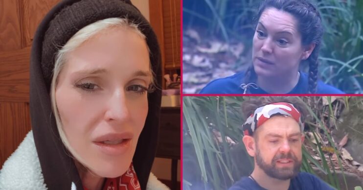 Composite image of Kelly Osbourne with Jack Osbourne and Kelly Brook on I'm A Celebrity (Credit: ITV/Instagram)