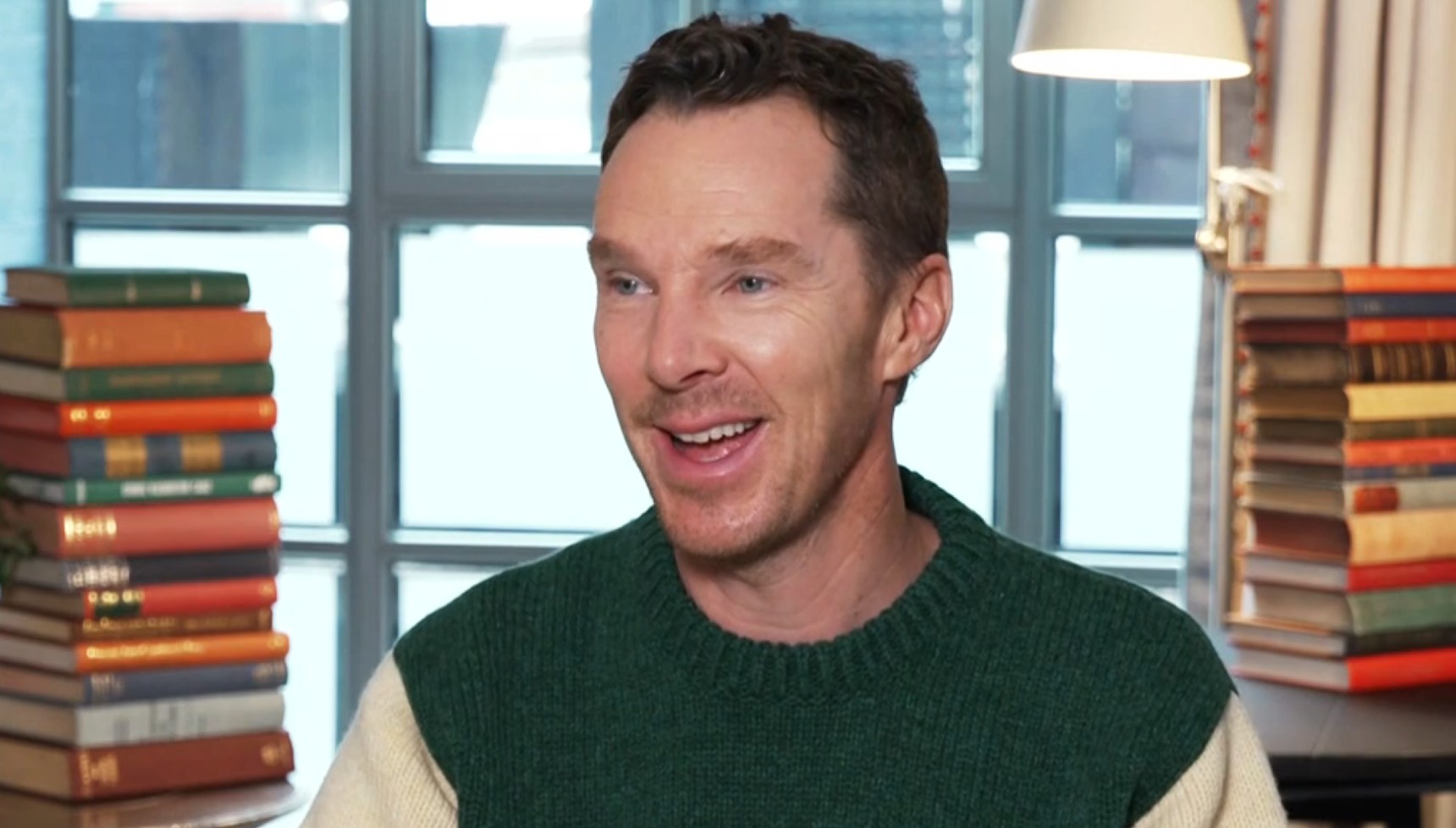 Benedict Cumberbatch being interviewed on Lorraine