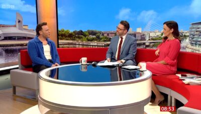 Olly Murs speaking to Jon Kay and Sally Nugent on BBC Breakfast