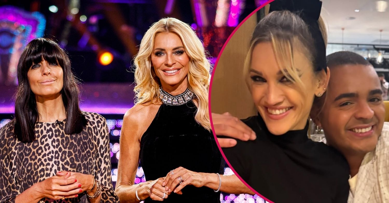 Claudia Winkleman and Tess Daly on Strictly / Ashley Roberts and Layton Williams smiling