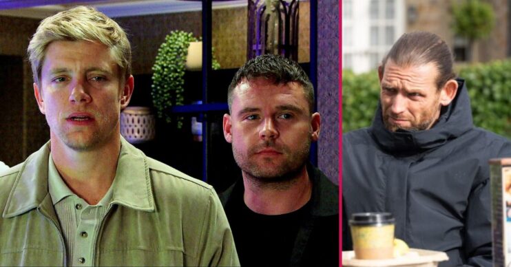 ED split pic: Robert and Aaron / Kev in Emmerdale