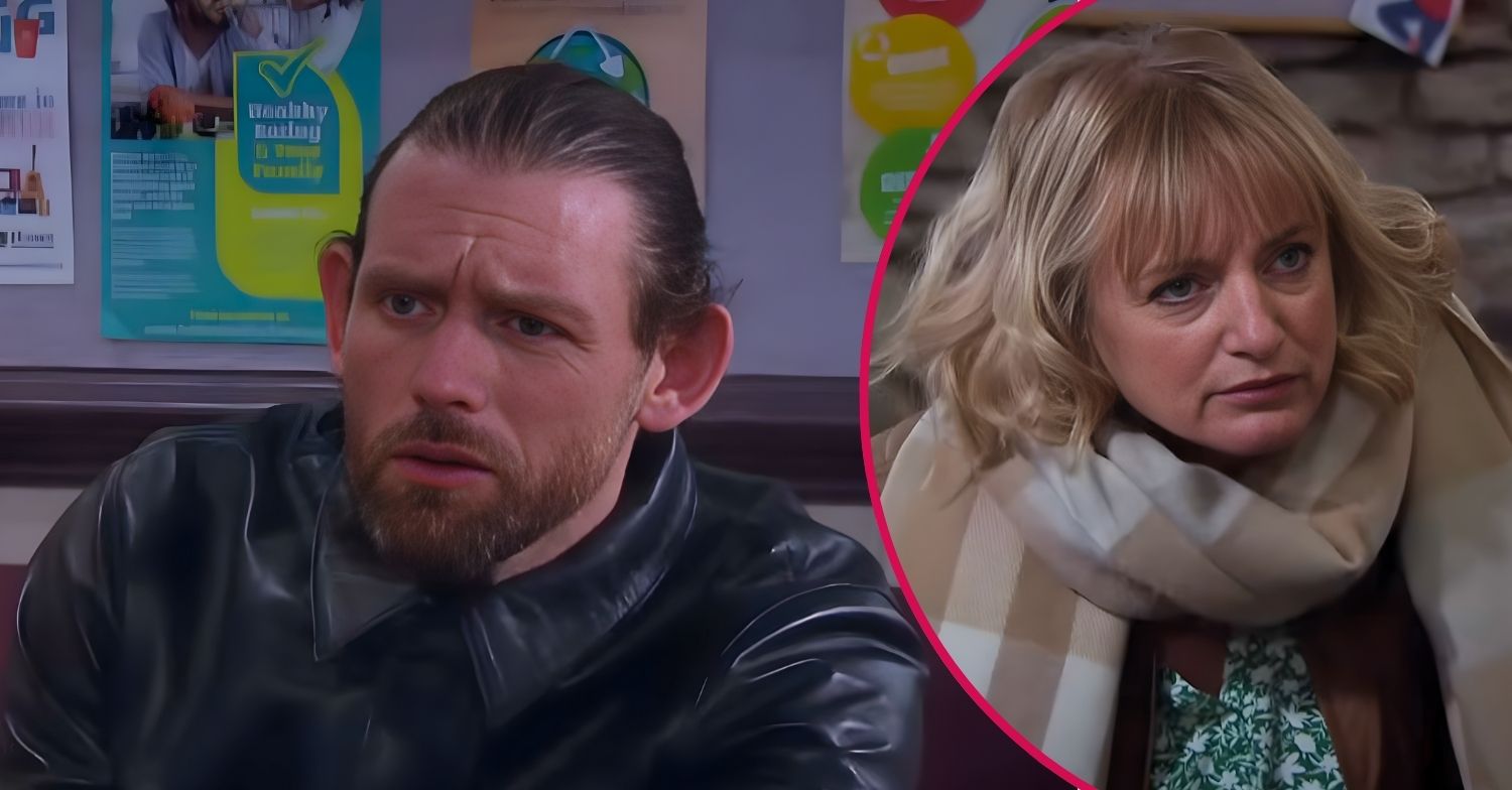 Kev in Emmerdale with Nicola both looking stressed (Credit: ITv)