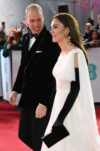 Prince William and Kate Middleton smiling at the BAFTAs