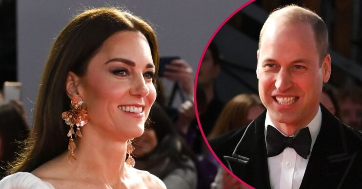 ED composite of Prince William and Kate Middleton smiling at the BAFTAs