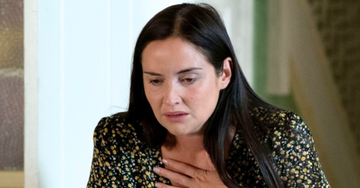 Lauren looks horrified in EastEnders (Credit: BBC/Composite: ED!)