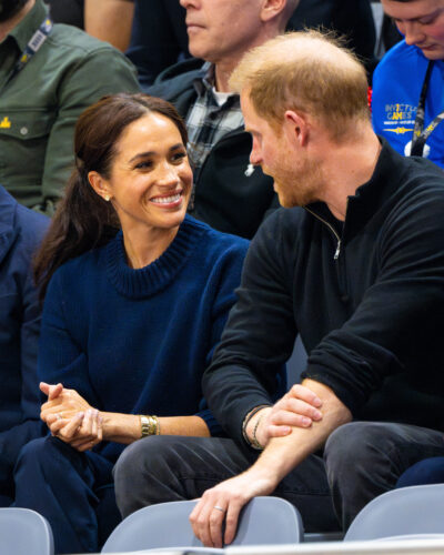 Meghan Markle smiling at Prince Harry at Invictus Games