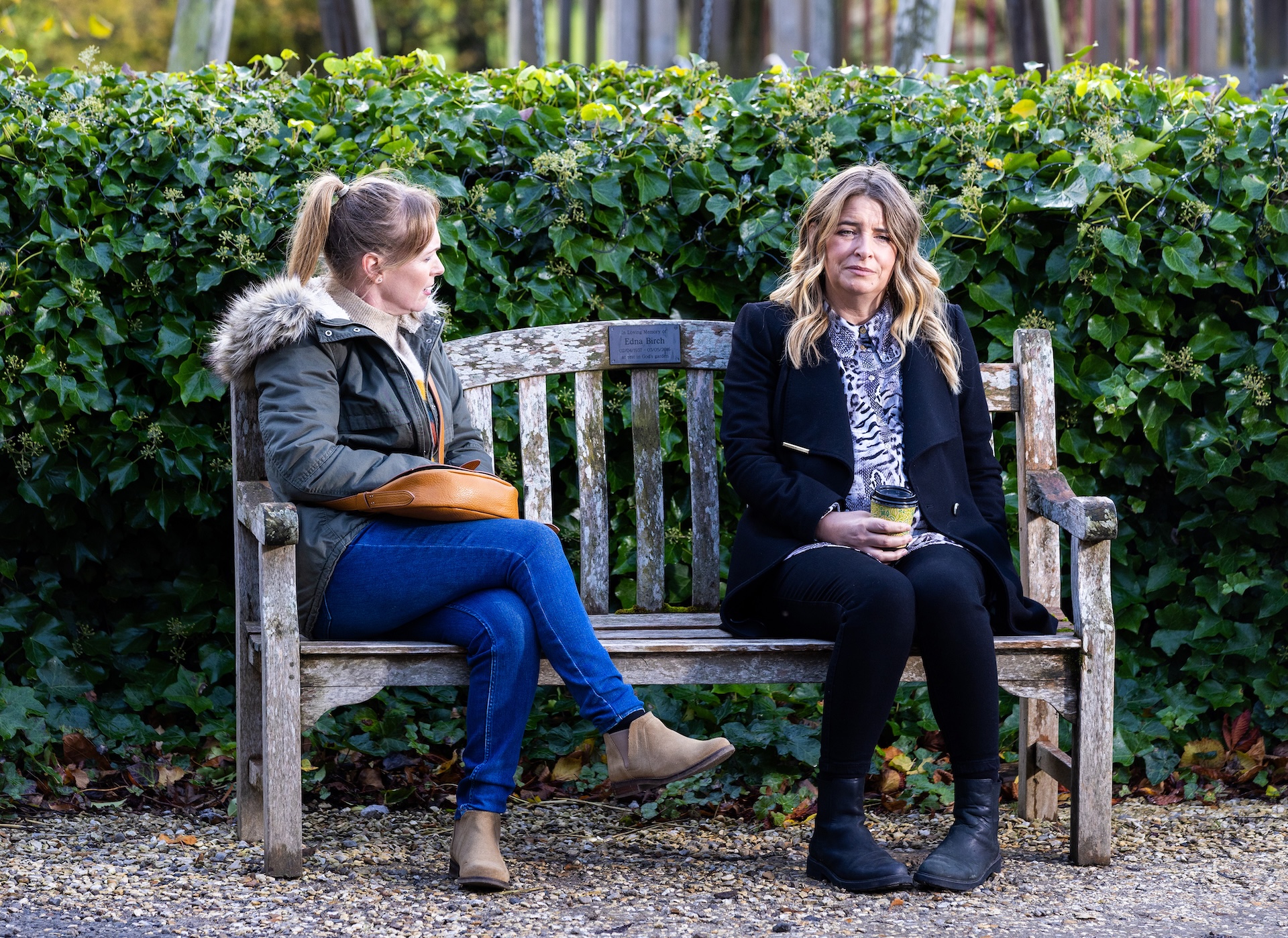 Vanessa grilled Charity over the baby's parentage in Emmerdale tonight (Credit: ITV)