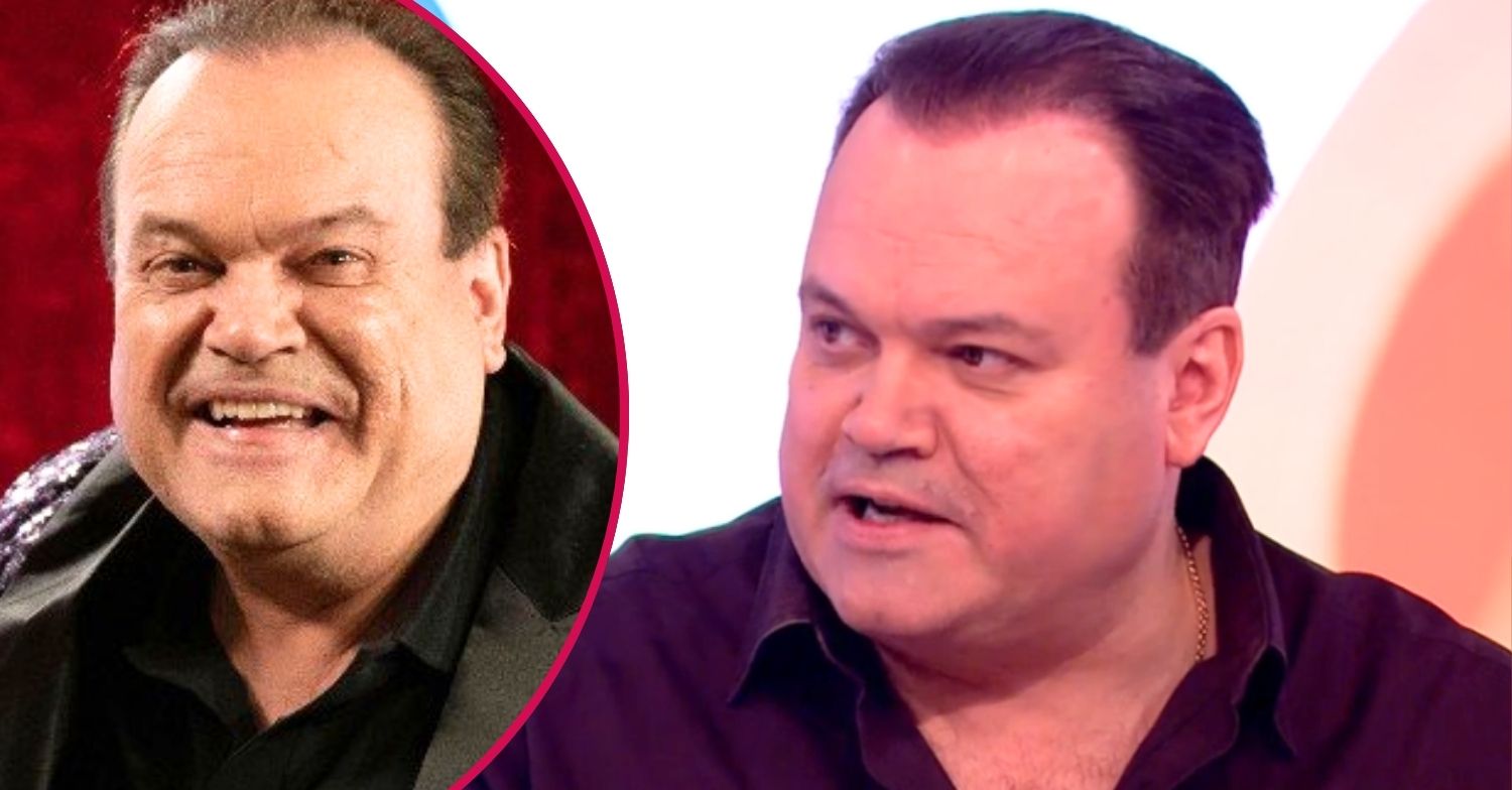 Shaun Williamson on Loose Women; inset, as Barry Evans (Credit: BBC/Composite: ED!)