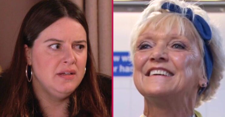 Zoe looks scared; inset, Jean grinning triumphantly (Credit: BBC/Composite: ED!)