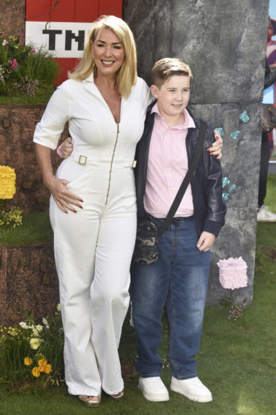 Claire Sweeney and her son posing