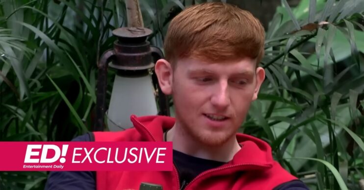 Angry Ginge in I'm A Celeb jungle with ED exclusive banner