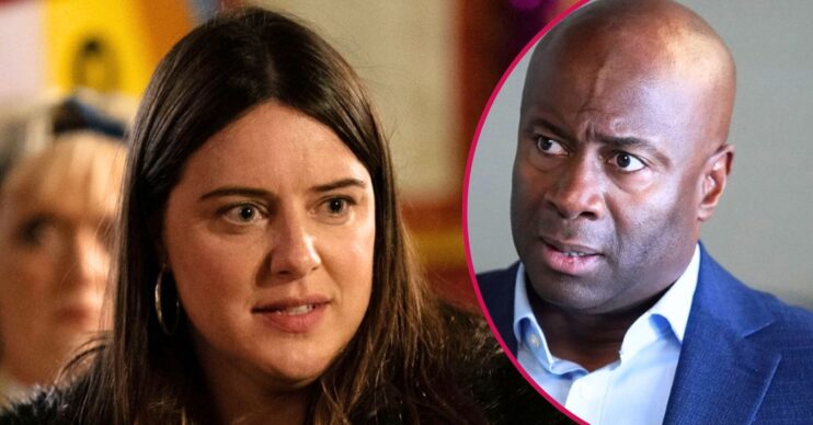 Zoe looks worried on EastEnders; inset, Anthony (Credit: BBC/Composite: ED!)