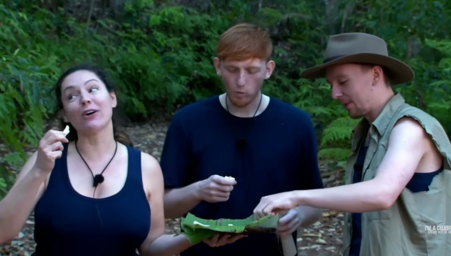 Kelly Ginge and Aitch eating the sweets
