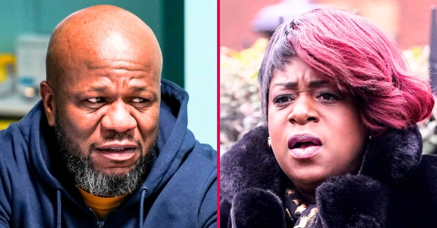 Howie looks upset on EastEnders; inset, Kim looks worried (Credit: BBC/Composite: ED!)