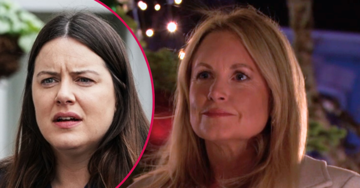 Sam looks confident in EastEnders; inset, worried Zoe (Credit; BBC/Composite: EI)