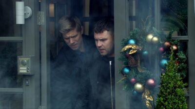 Robert and Aaron's trees are set on fire (Credit: ITV)