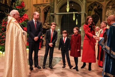Prince William, Prince George, Prince Louis, Princess Charlotte and Princess Kate at the 2024 carol service