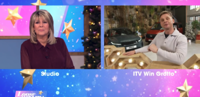 Ruth Langsford looking peeved on Loose Women with Jeff Brazier