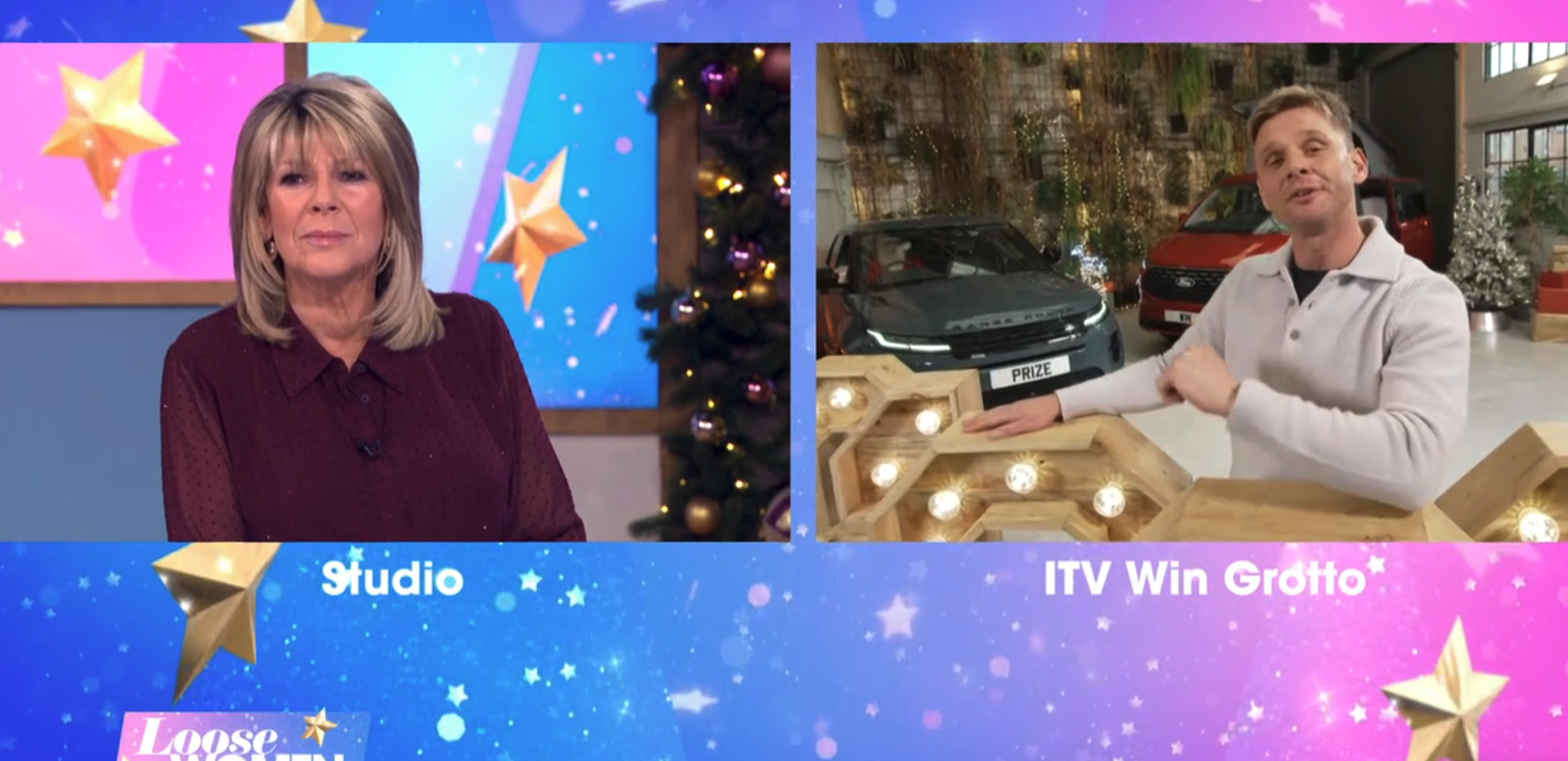 Ruth Langsford looking peeved on Loose Women with Jeff Brazier