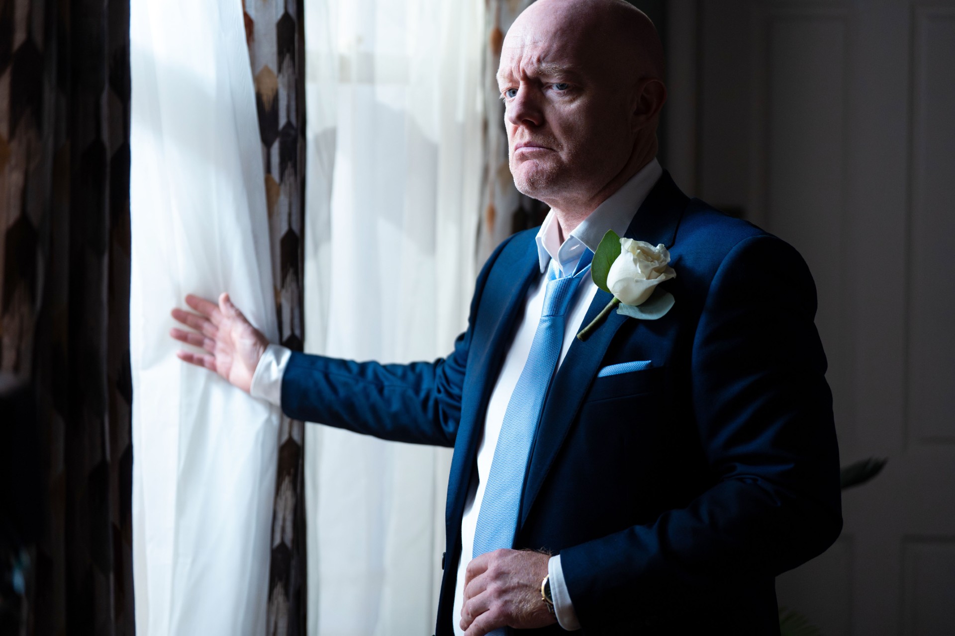 Max Branning in his wedding suit in an EastEnders flashforward