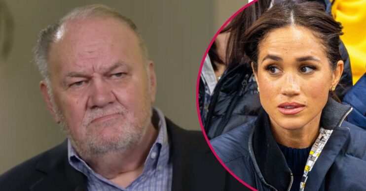 ED composite of Thomas Markle in TV appearance and Meghan Markle at Invictus Games