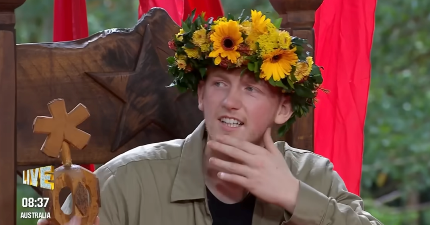 Angry Ginge on I'm A Celebrity wearing a flower crown