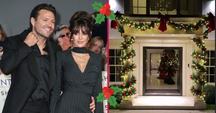Mark Wright and Michelle Keegan (l) their house with Christmas decorations (r)