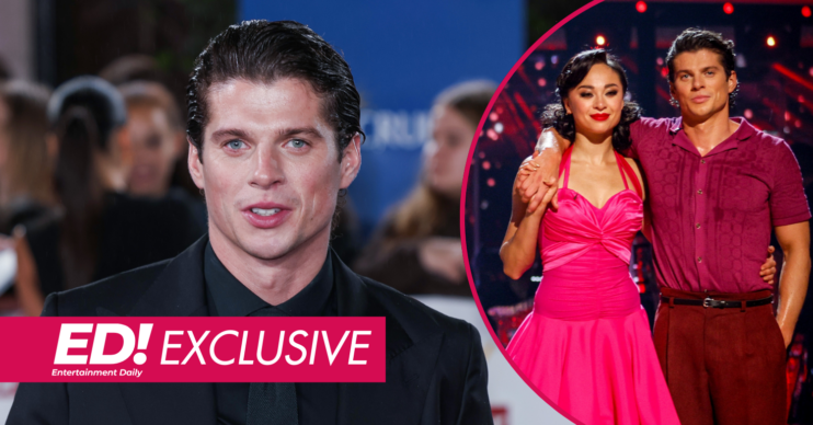 Lewis Cope on the red carpet and with Katya Jones on Strictly