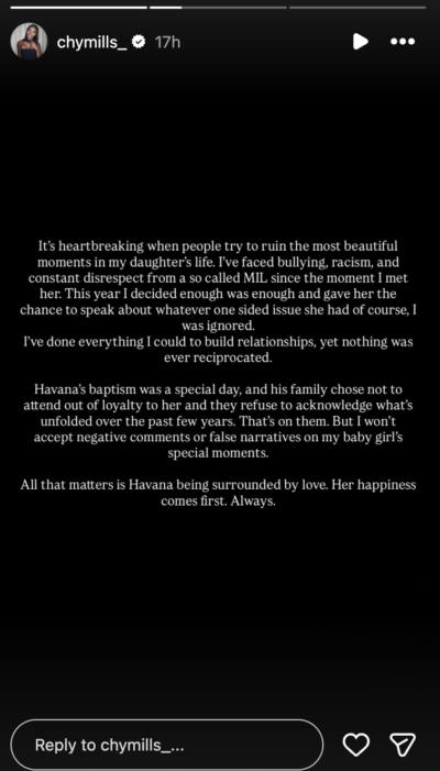 Chyna Mills Instagram story