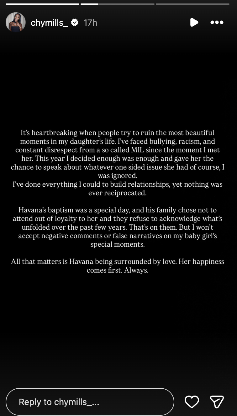 Chyna Mills Instagram story