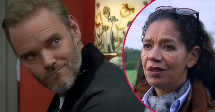 Ray and Celia in Emmerdale look smug (Credit: ITV/Comp ED!)