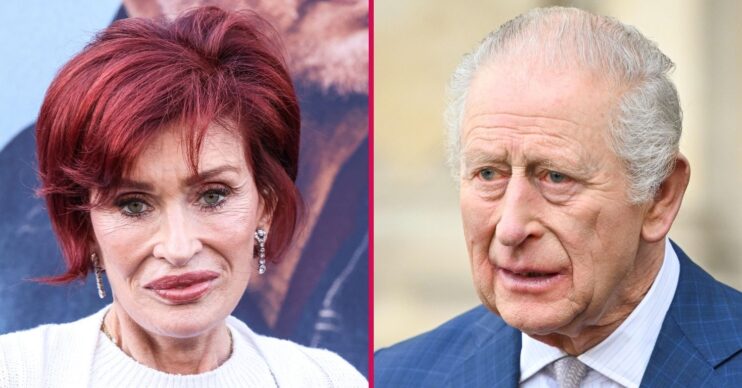 Sharon Osbourne frowning beside King Charles